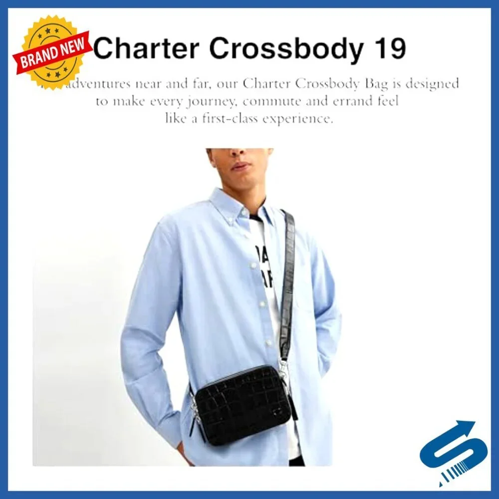 Men's Leather Crossbody Bag with Detachable Strap, Credit Card Slots